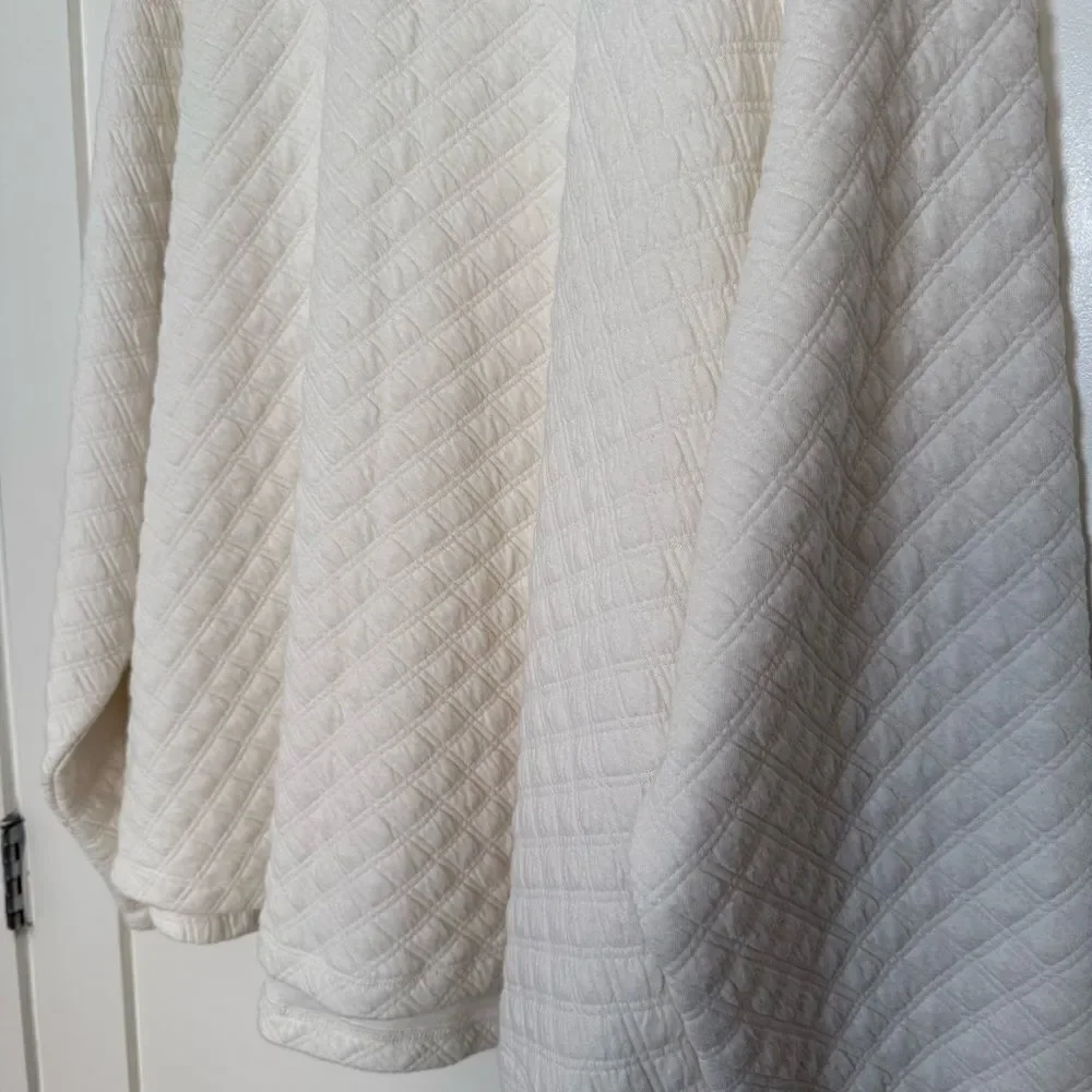 J Crew Sweatshirt Womens 3X Ivory Quilted Mock Neck Long Sleeve Pullover Stretch